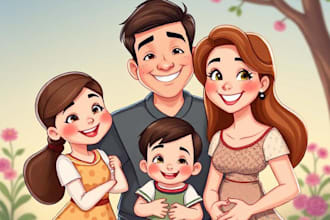 design a professional disney family portrait