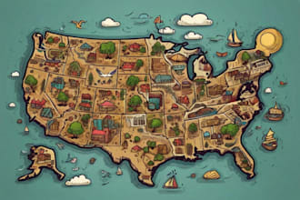create doodle illustrated vector map cartoon