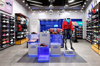 renovate clothing store, footwear, home goods store render, electronic showroom