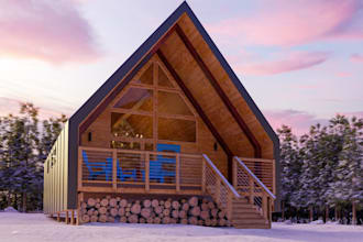 refurbish cabin house, woodhouse, a frame home, shed, cottage render, tiny house