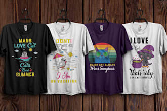 do awesome eye catching cat tshirt design