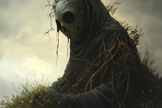 make concept art images for scenes in fantasy and horror