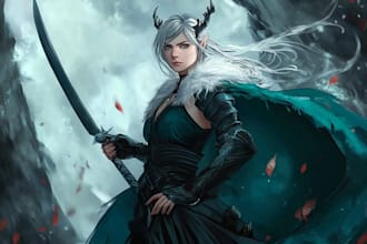draw dnd, nft, fan art character design and concept art