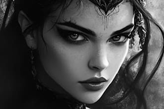 create black and white character illustration and concept