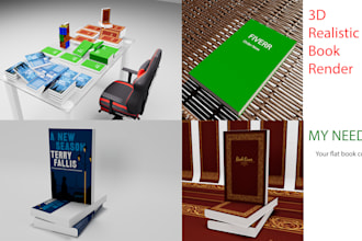 do 3d realistic book rendering by your 2d flat cover jpg, png or PDF
