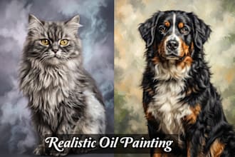 draw realistic digital pet portrait painting from photo