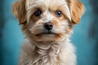 draw realistic pet portrait into digital oil painting