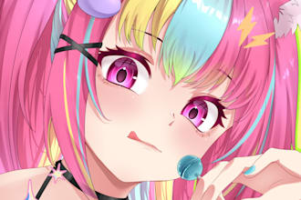 draw anime pfp illustration, oc, vtuber, fanart, avatar icon
