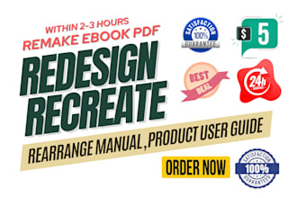 design create manual, product user guide, ebook booklet workbook pdf