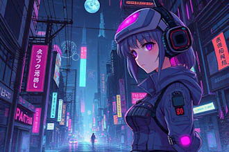 draw cyberpunk art anime illustration for you
