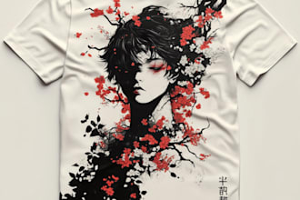 create a custom japanese style t shirt design, anime,