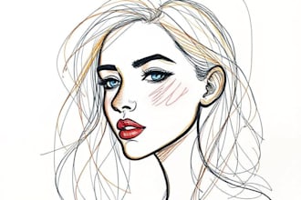 make scribble art, abstract line portrait for you