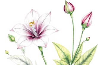 draw botanical illustrations of flower and plant