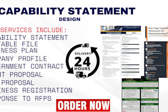 create a compelling government capability statement in 5hrs  contract and grant