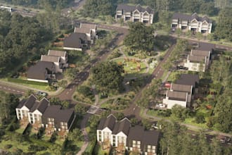 create high quality 3d site plan and master plan visualization renderings