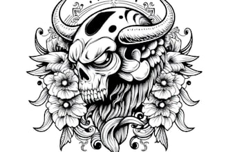 design line art traditional tattoo and tshirt design