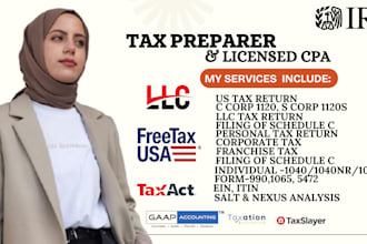 be tax consultant and file US tax return, amended tax, form 1120, 1040 to irs