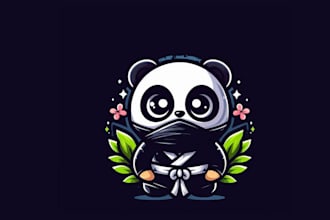 give a high quality panda ninja mascot logodesign for your company