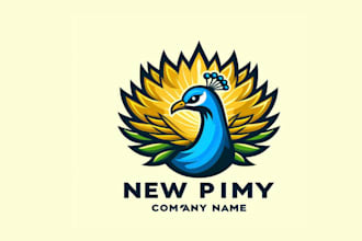 make your peacock simple mascot logo in one day