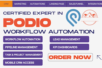 setup podio real estate CRM lead management workflow automation property listing