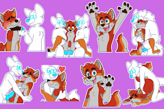 draw furry sticker in sfw nsfw art for discord telegram design fursona vrchat oc