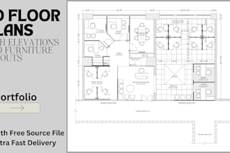 draw 2d floor plans, elevations and furniture layouts
