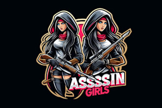 design high quality assassin girls mascot logo with free source files