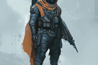 make a sci fi art and sci fi character art