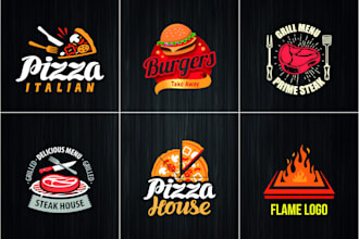 design modern pizza, bbq, food, bakery and restaurant business logo