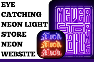 design eye catching led light store neon light neon website neon shopify store