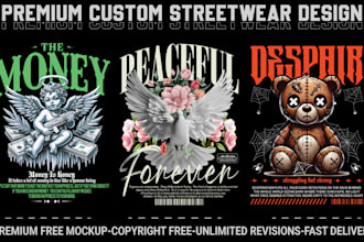 do edgy urban streetwear t shirt design and graphic t shirt design