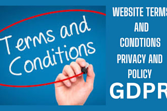 write website terms and condition legal notice UK privacy policy gdpr contracts
