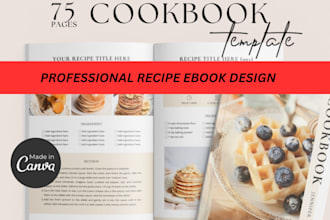 design canva editable recipe book template, cookbook, meal plan, pdf printable