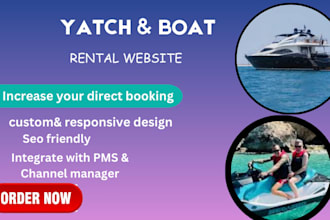 build yacht website party rental boat car rental cruise charter jet ski