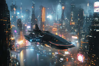 do cyberpunk futuristic city style art for any project