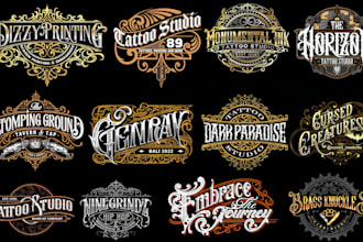 do custom typography hand drawn lettering vintage retro logo tattoo barber shop