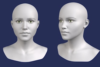 do realistic 3d head model, 3d bust, full body model for 3d printing in zbrush