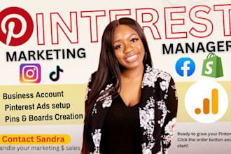 setup, manage pinterest business account, marketing pins and board seo, ads