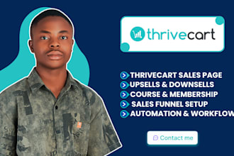 build a profitable thrivecart sales funnel, sales page, checkout pages, upsells