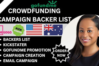 get backers list for kickstarter, gofundme crowdfunding campaign, email campaign