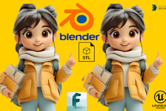 3d cartoon character 3d blender modeling 3d printing chibi character maya rig