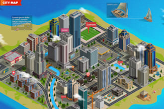 do 3d isometric event map vector festival maps illustrations, gis mapping