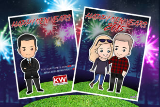 do a New Year greeting card or calendar caricature