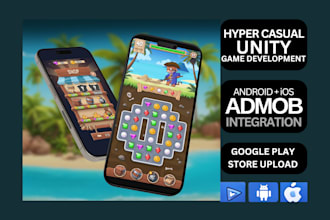 create hyper casual 2d 3d unity game for android and ios with admob leaderboard