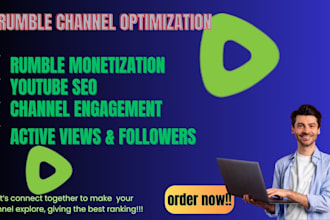 do organic rumble promotion, views, followers and active youtube SEO