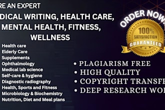 do medical writing, health care, mental health, fitness, wellness ebook writer