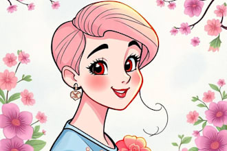 draw you a beautiful portrait in disney cartoon style