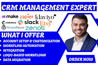 setup wordpress mailchimp etsy klaviyo zenoti slack zapier make com automation