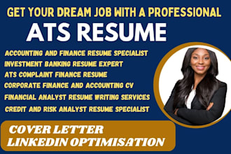 write finance resume, sales resume, accounting resume, banking resume, and cv