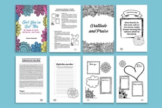 design digital prayer journal PDF planner, ecover design workbook design
